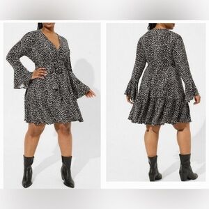 NWT Torrid Black Cheetah Mini Studio Knit Tiered Dress Sz 3